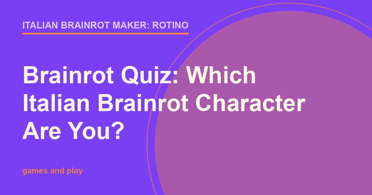 Bright multicolour title card for an Italian brainrot character personality quiz