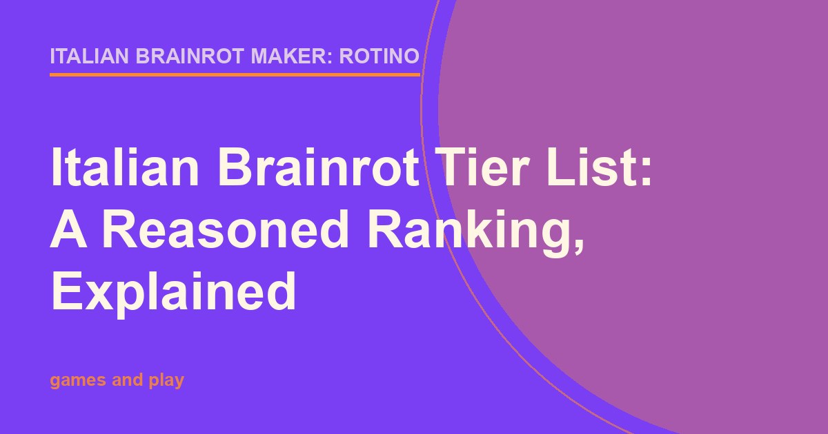 Colorful S to D tier list grid title card for ranking Italian brainrot characters